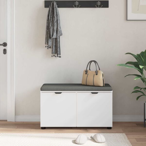 vidaXL Klupa za hodnik s jastukom s pohranom Bijelo 80 x 46 x 46 cm