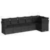 vidaXL 6-dijelni set vrtnih sofa s jastucima crni od poliratana