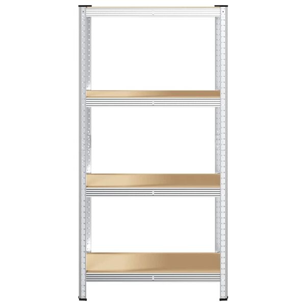 vidaXL Polica za pohranu s 4 razine srebrna čelik i konstruirano drvo