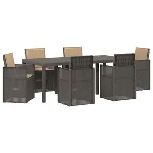 vidaXL Vrtni set za objed 7 kom. Svijetlosiva i taupe PP