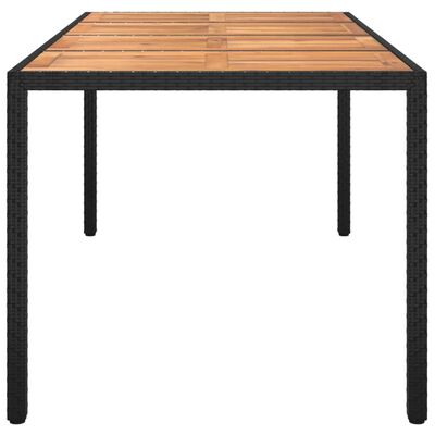vidaXL Vrtni stol od poliratana i bagremovog drva 190x90x75 cm crni