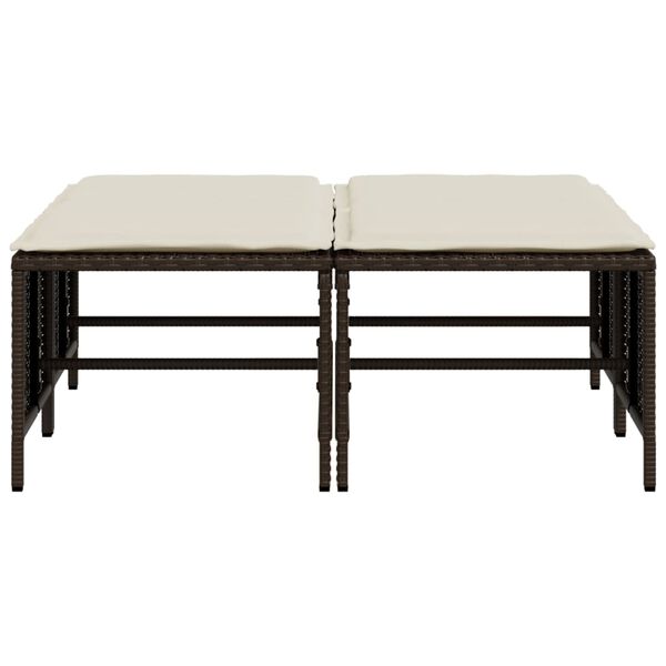 vidaXL Vrtni taburei s jastucima 4 kom smeđi od poliratana