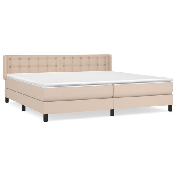 vidaXL Krevet box spring s madracem cappuccino 200x200cm umjetna koža