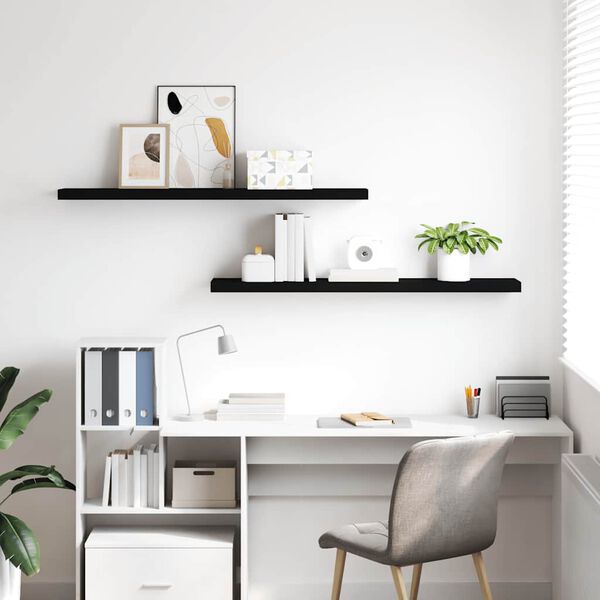 vidaXL Plutajuće zidne police 2 kom crne 120 x 23,5 x 3,8 cm MDF