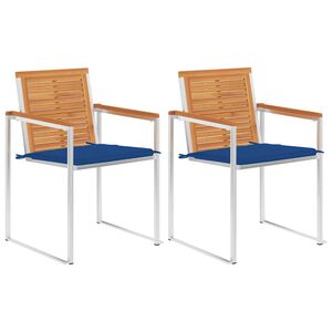 vidaXL Vrtne stolice s jastucima 2 kom od bagremovog drva i čelika