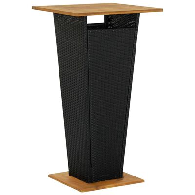 vidaXL Barski stol crni 60x60x110 cm poliratan i masivno drvo bagrema