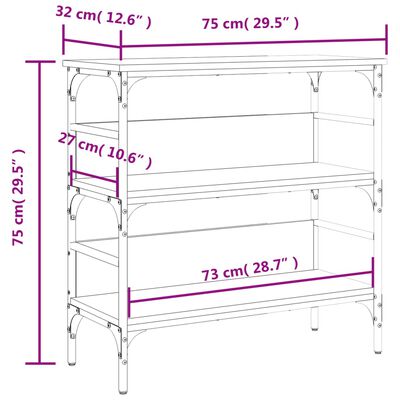 vidaXL Konzolni stol siva boja hrasta 75x32x75 cm konstruirano drvo