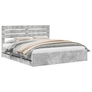 vidaXL Krevetna konstrukcija s ladicama Betonski sivi 200 x 200 cm