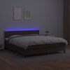 vidaXL Krevet box spring s madracem LED smeđi 180x200 cm umjetna koža