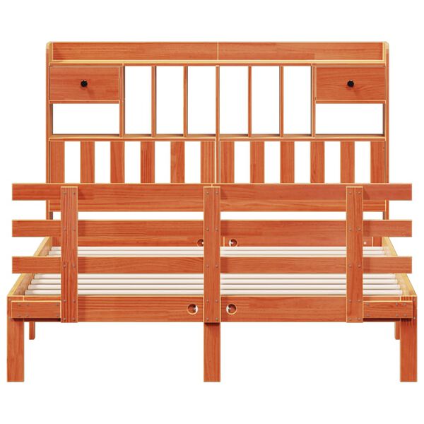 vidaXL Krevet s regalom za knjige bez madraca 140 x 190 cm od borovine