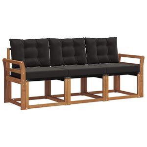 vidaXL Set vanjskih sofa s jastukom 3 pcs Prirodna i crna