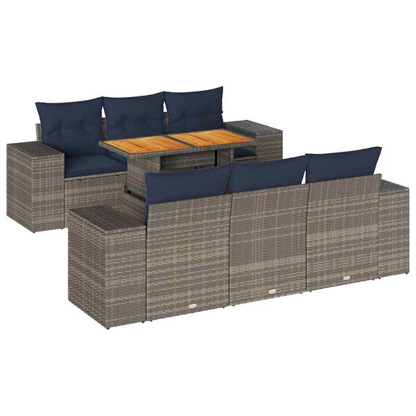 vidaXL 7-dijelni set vrtnih sofa sivi od poliratana