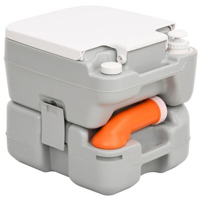 vidaXL Prijenosni toalet za kampiranje sivo-bijeli 15 + 10 L HDPE