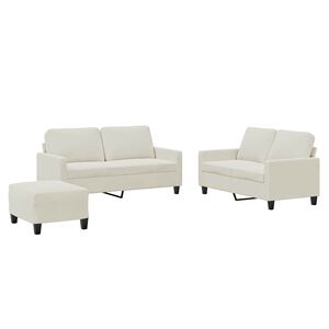 vidaXL 3-dijelni set sofa s jastucima krem bar&scaron;unasti