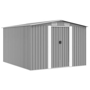 vidaXL Vrtno spremi&scaron;te 257 x 298 x 178 cm metalno sivo