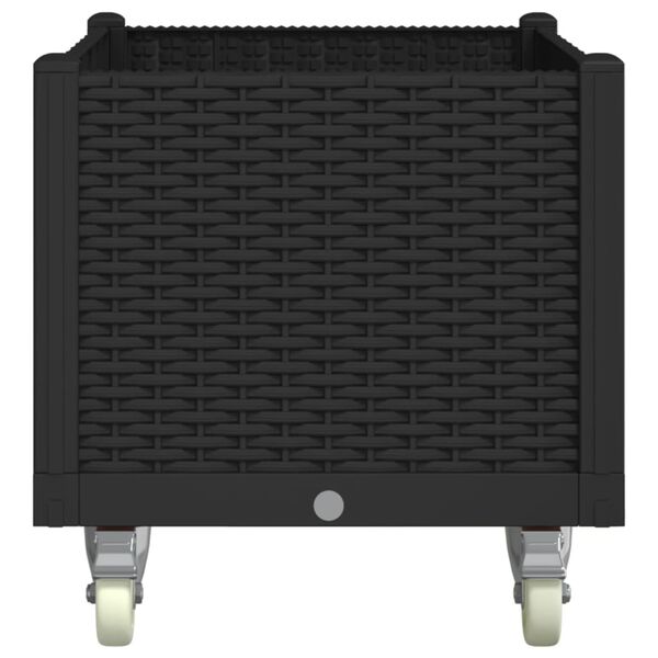 vidaXL Vrtna sadilica s kotačima crna 80 x 50 x 54 cm PP