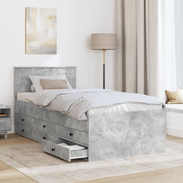 vidaXL Krevet na dan Beton siva i crna 100 x 200 cm Konstruirano drvo