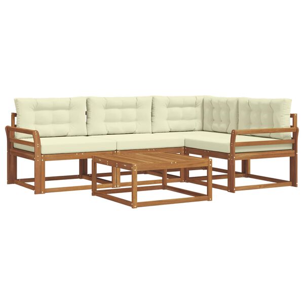 vidaXL Set vanjskih sofa s jastukom 5 pcs Prirodna i krem