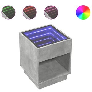 vidaXL Stolić s beskonačnim LED siva boja betona 40x40x50 cm