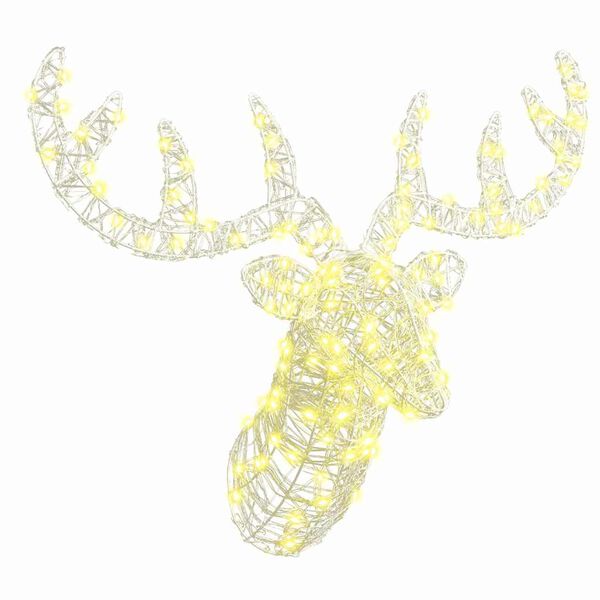 vidaXL Glava jelena s 140 LED svjetlima Topla bijela 60 cm Akril