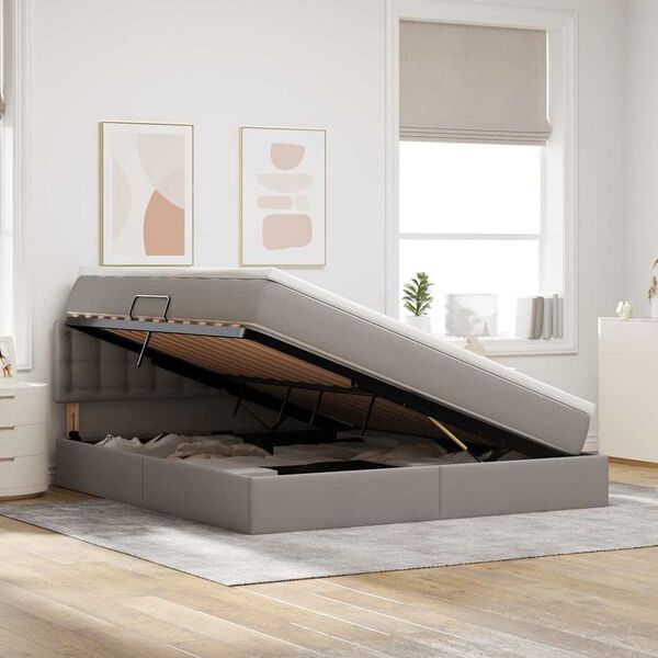 vidaXL Krevet s prostorom za pohranu s LED-om Sivo-smeđa 180 x 200 cm