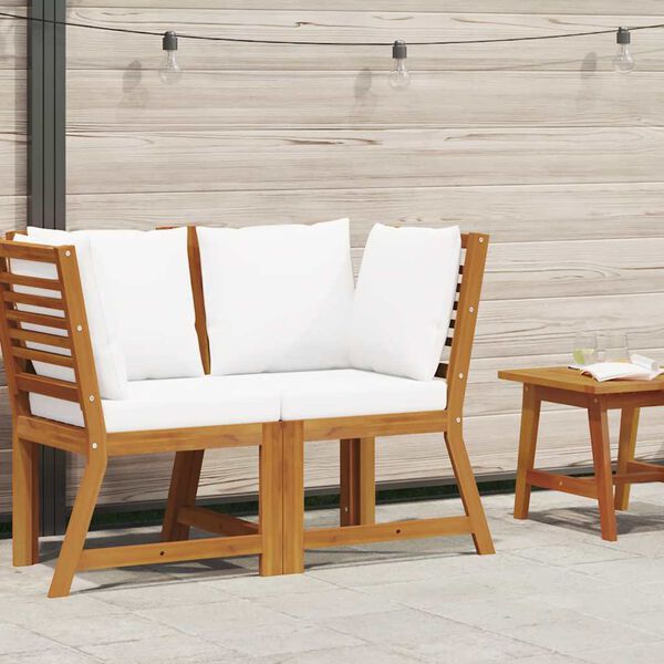 vidaXL Modularna kutna sofa s krem jastucima masivno bagremovo drvo