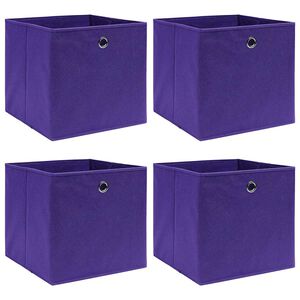 vidaXL Kutije za pohranu 4 kom netkana tkanina 28x28x28 cm ljubičaste