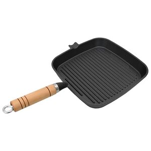 vidaXL Grill Tava s Drvenom Ručkom Lijevano Željezo 20x20 cm