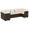 vidaXL 7-dijelni set vrtnih sofa od poliratana s jastucima smeđi