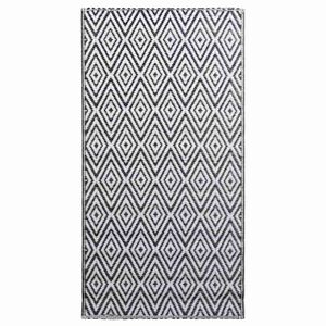 vidaXL Vanjski tepih ARAKIL bijelo-crni 120 x 180 cm PP