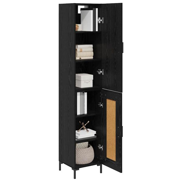 vidaXL Highboard Crni hrast 34,5 x 34 x 180 cm Konstruirano drvo