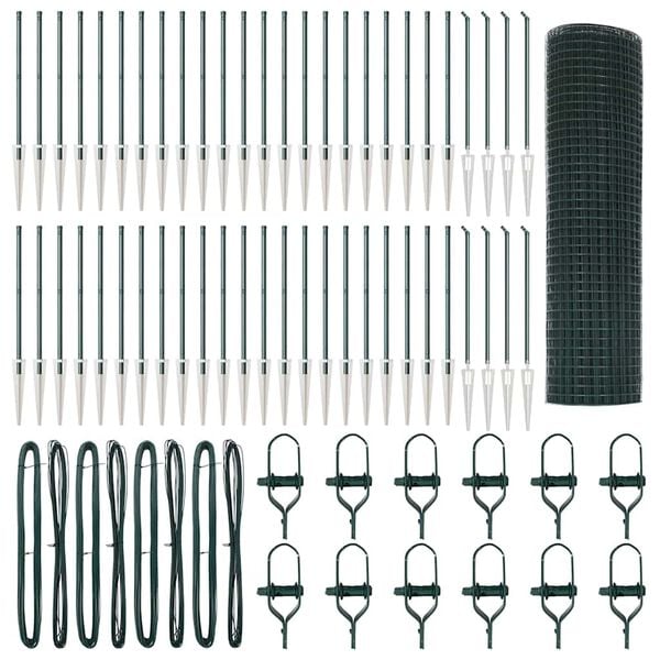 vidaXL Ograda s stupovima Zelena 1 x 100 m Čelik