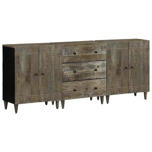 vidaXL Komoda od 3 komada svijetlo siva 60x33,5x75 cm Puno drvo Mango