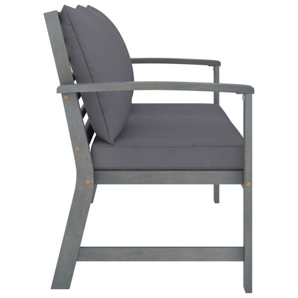 vidaXL Vrtna klupa s tamnosivim jastucima 120 cm od bagremovog drva