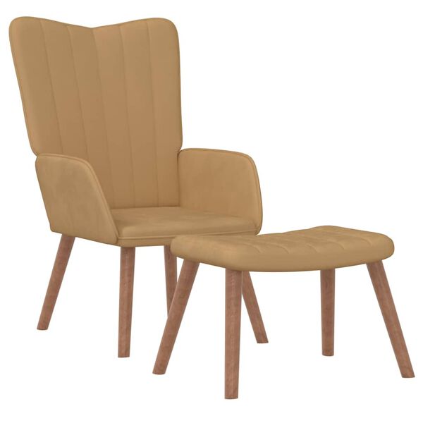 vidaXL Stolica za opu&scaron;tanje s osloncem za noge smeđa bar&scaron;unasta