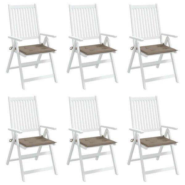 vidaXL Jastuci za vrtne stolice 6 kom smeđesivi 40x40x4 cm od tkanine