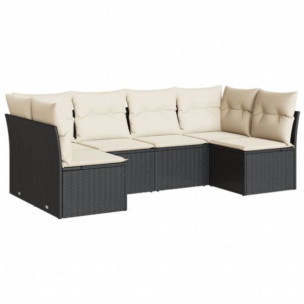 vidaXL 6-dijelni set vrtnih sofa s jastucima crni od poliratana