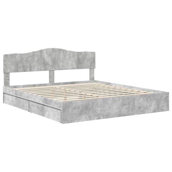 vidaXL Krevet s od storage s uzglavljem Betonski sivi 200 x 200 cm