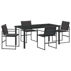 vidaXL Vrtni set za objed 5 pcs Crna 160 x 80 x 73 cm