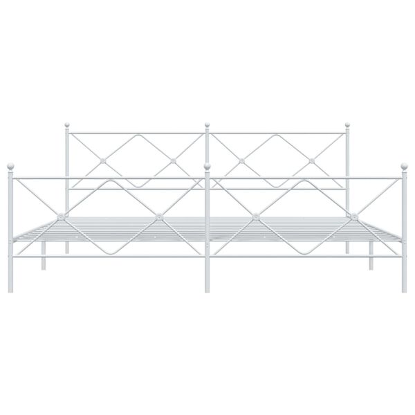 vidaXL Metalni okvir kreveta uzglavlje i podnožje bijeli 193x203 cm