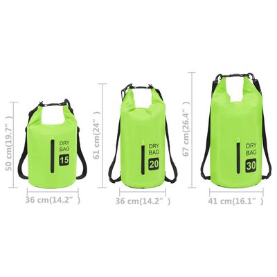 vidaXL Suha torba s patentnim zatvaračem zelena 15 L PVC