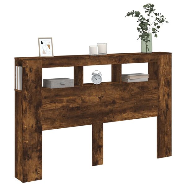 vidaXL LED uzglavlje boja dimljenog hrasta 160 x 18,5 x 103,5 cm