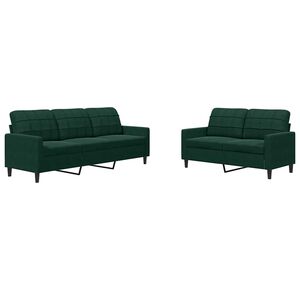 vidaXL 2-dijelni set sofa s jastucima tamnozeleni bar&scaron;unasti