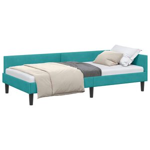vidaXL Kutni okvir kreveta s uzglavljem Tirkizna 80 cm x 200 cm Bar&scaron;un