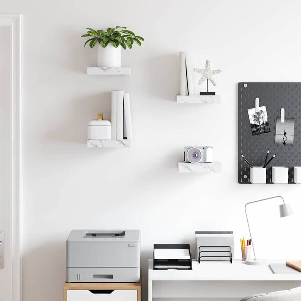 vidaXL Polica na zidu Zidne 4 pcs Bijeli mramor 23 x 23,5 x 4 cm