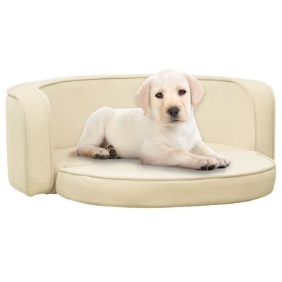 vidaXL Sklopiva sofa za pse krem 73 x 67 x 26 cm plišana perivi jastuk