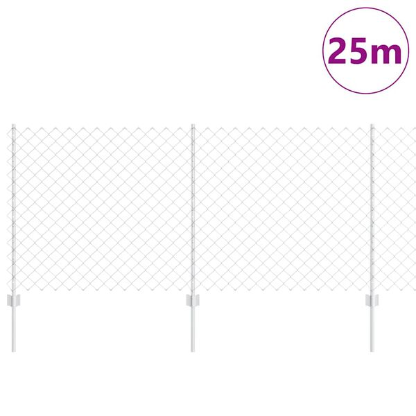 vidaXL Ograda s postovima Srebrno 1 x 25 m Čelik