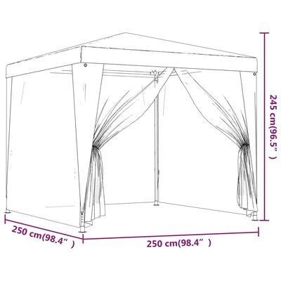 vidaXL Šator za zabave s 4 mrežasta bočna zida plavi 2,5 x 2,5 m HDPE