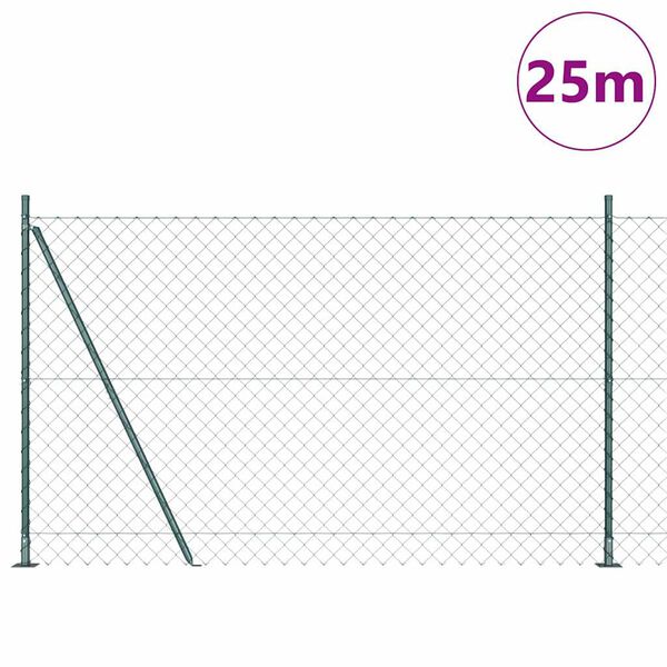 vidaXL Stup za ogradu Zelena 25 x 1,6 m (60 x 60 mm mreža) Čelik i PVC