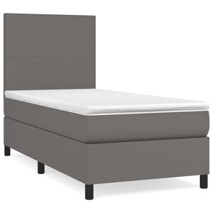 vidaXL Krevet s oprugama i madracem sivi 100x200 cm od umjetne kože